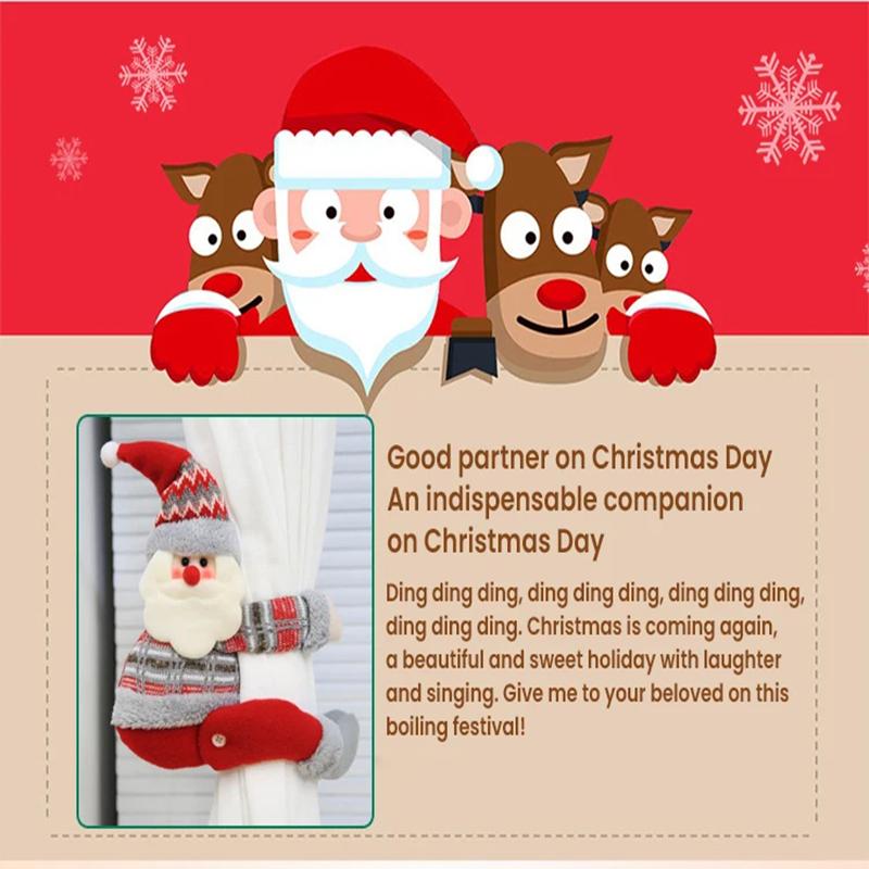 New Year 2026 Christmas Curtain Buckles Christmas Decorations Home Curtains Decorative Buttons Cartoon Doll Clasps