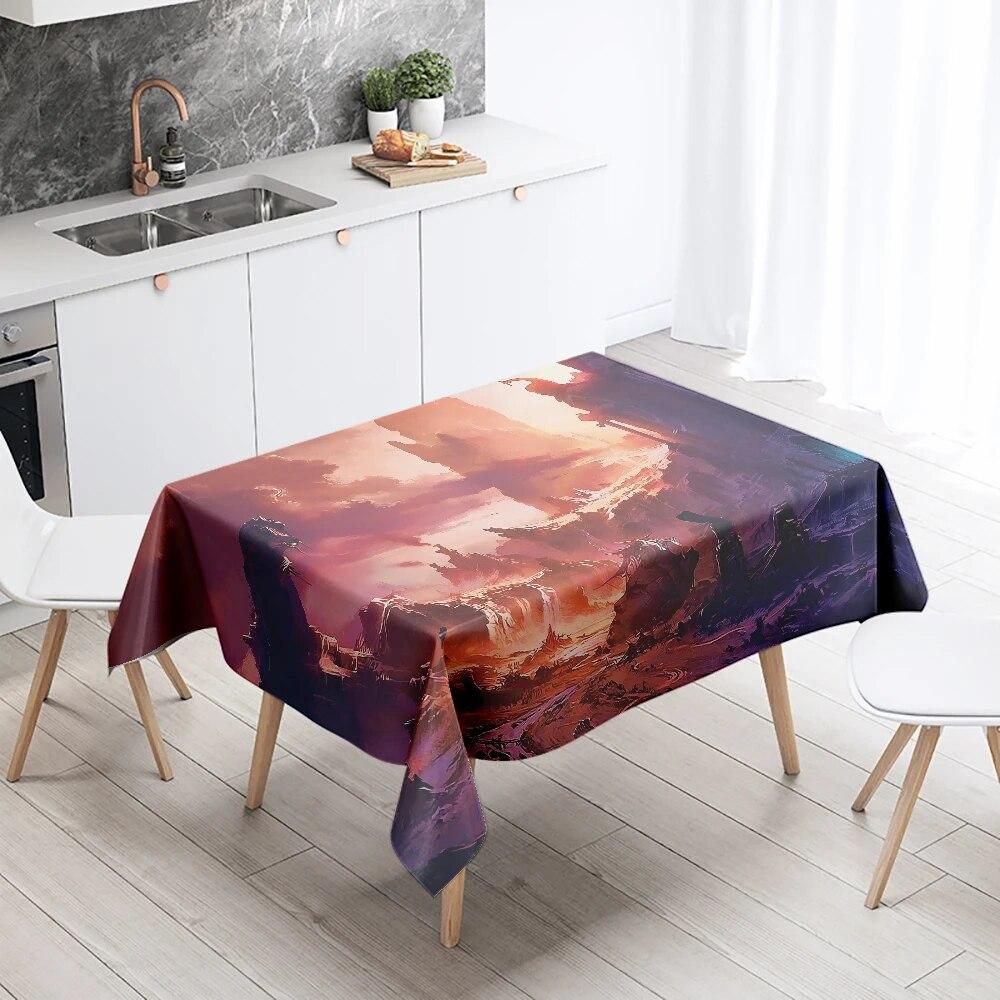 Sci-Fi Tablecloth Camping Party  Stain Resistant Waterproof Rectangular Kitchen Dining Table Home Decor