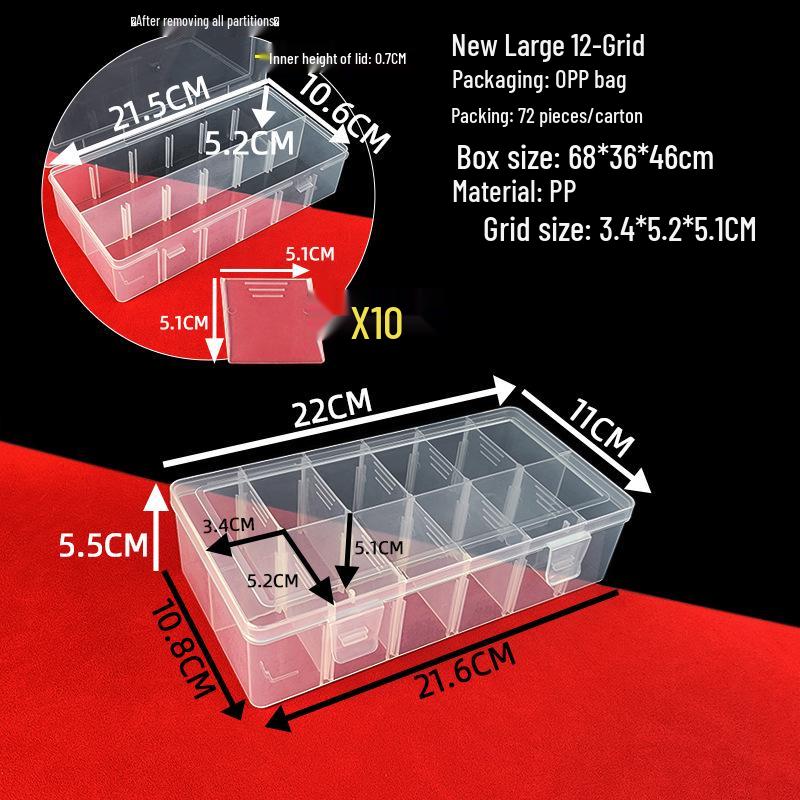 

12-Grid Detachable Transparent Storage Box for Hardware Parts & Building Blocks