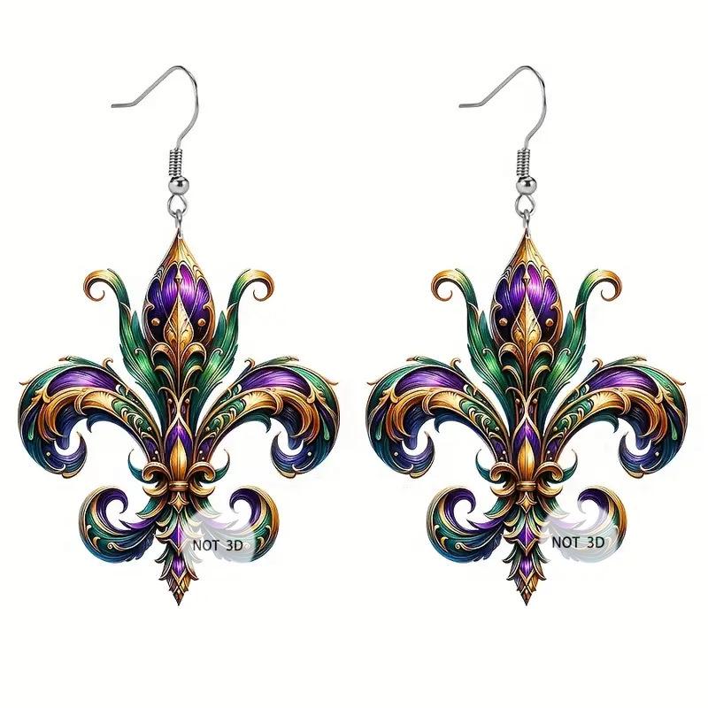 Trendy 2D Acrylic Mask Earrings for Parties and Gatherings