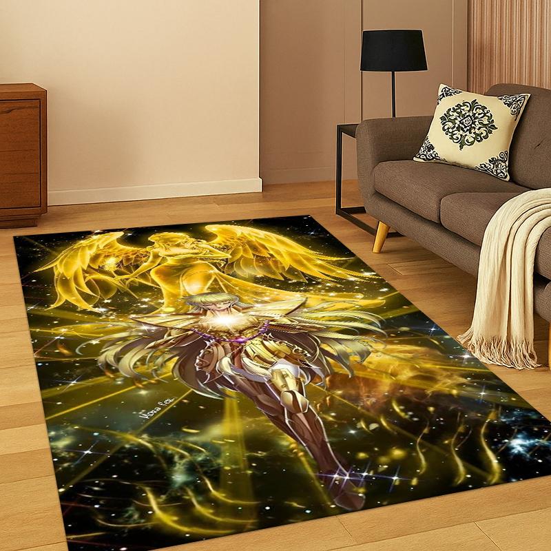 Cartoon Saint Seiya Anime Carpet Rug for Bedroom Living Room Sofa Playroom Doormat Home Decor,Kid Game Area Rug Non-slip gift