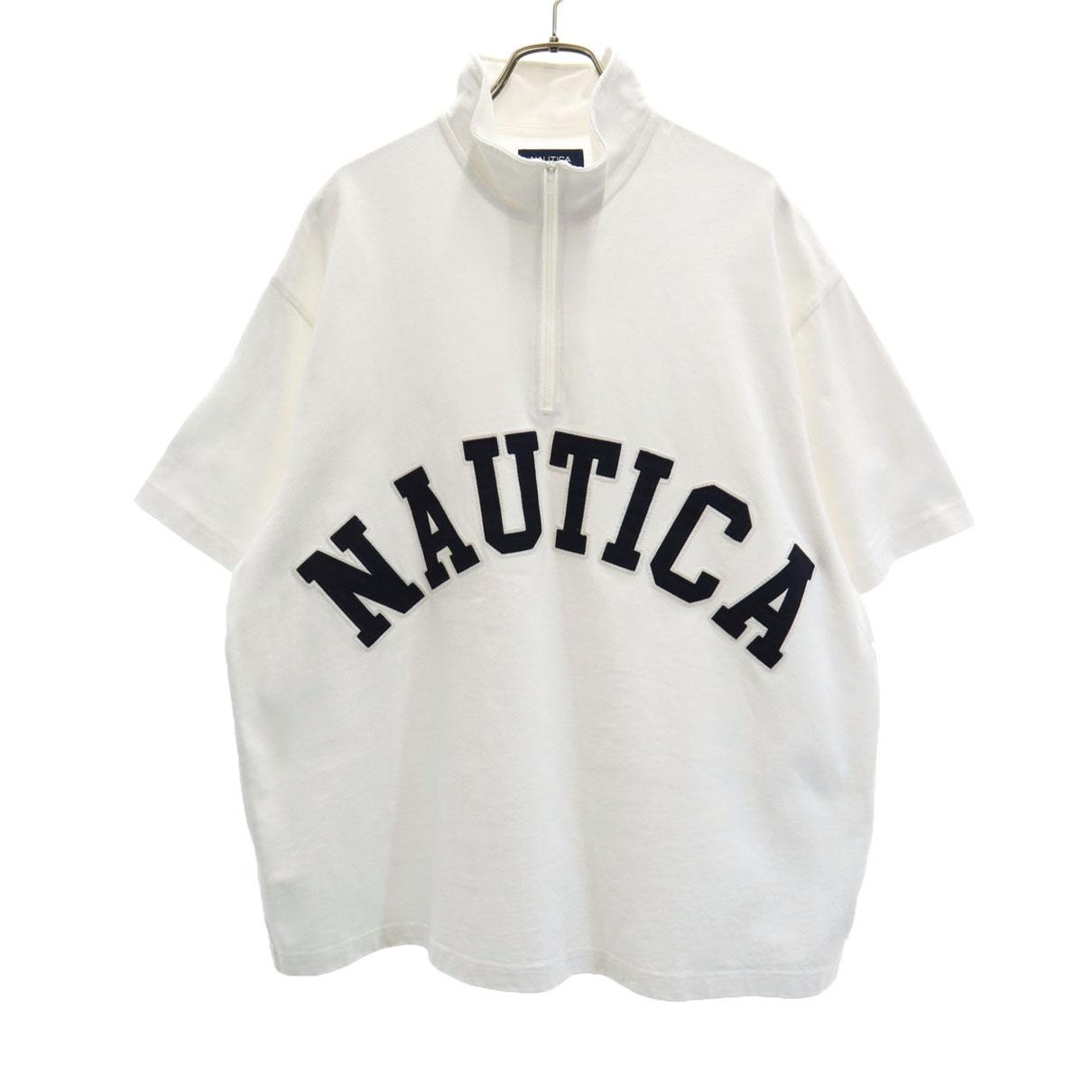 

NAUTICA Short sleeve Half zip T-shirt L white Heavyweight Men s Used