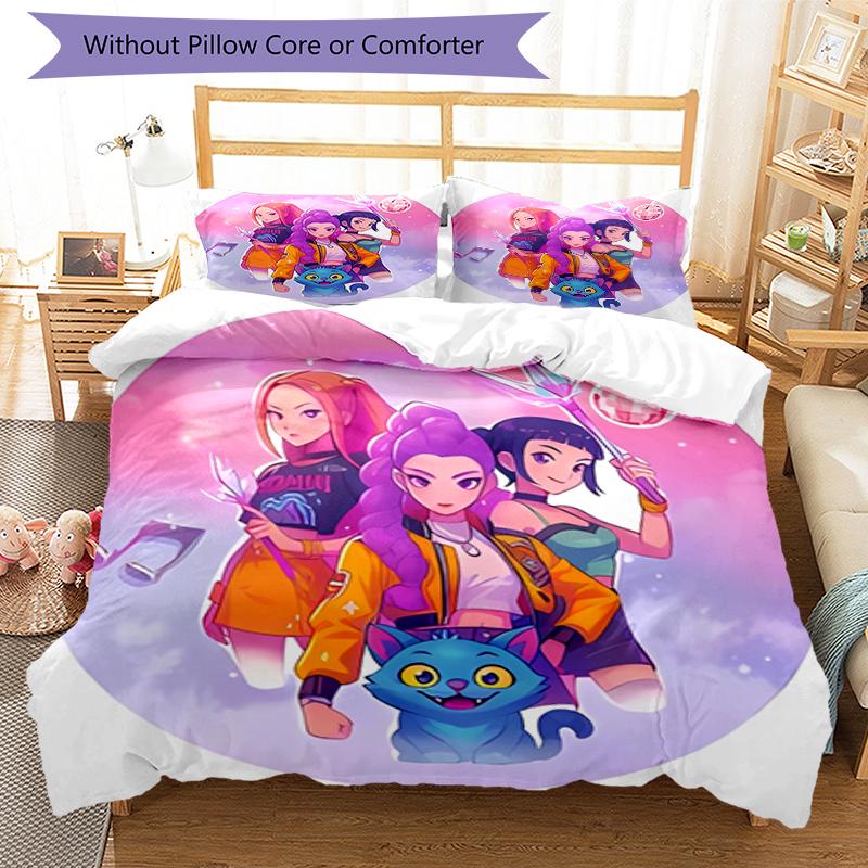 Set di biancheria da letto Kpop Hunter7 da 3 pezzi, set copripiumino include copripiumino e federe, decorazione perfetta per la camera da letto per tutte le stagioni e regalo