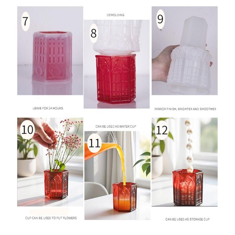 Church Window Relief Planter Silicone Mold For Resin Jewelry Container Crafting And DIY Home Decoration