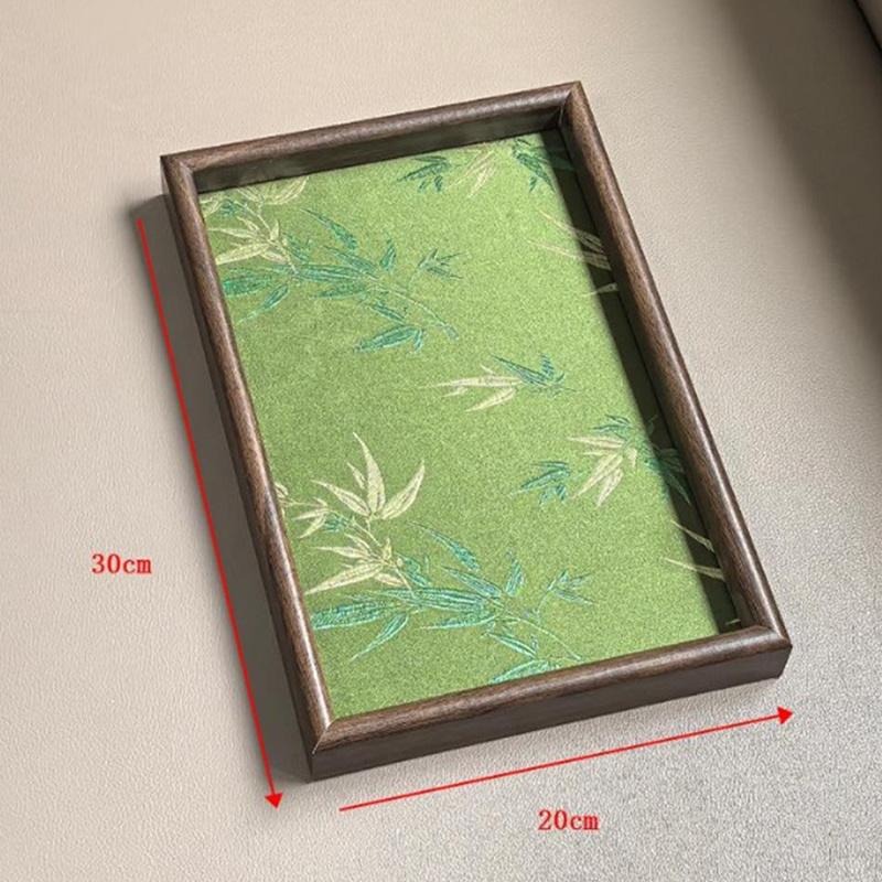 

1Pcs Ink Painting Style Bamboo Shadow Embroidered Tray Storage Tray Jewelry Storage Home Fabric Tea Tray Decorative Storage Tray