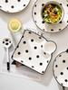 Polka Dot Square Dumplings Plates New Household Ceramic Dividing Plate with Vinegar Dish Creative Underglazed Colour Tableware