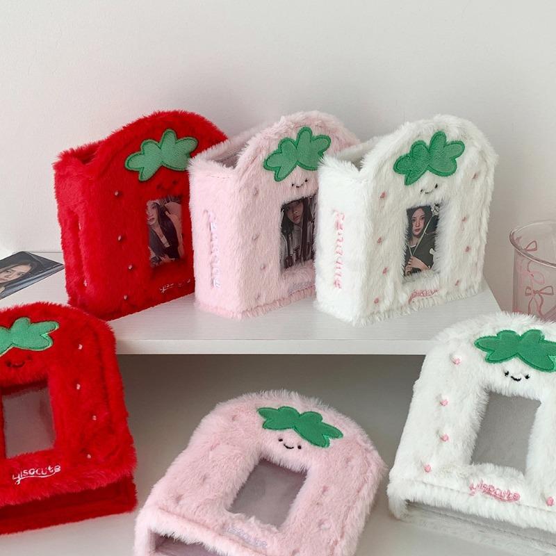 Cartoon Strawberry Photo Album for 3 Inch Kpop Anime Card Plush Kawaii Card Binder Photocard Sleeves Girls Collection Book 2026