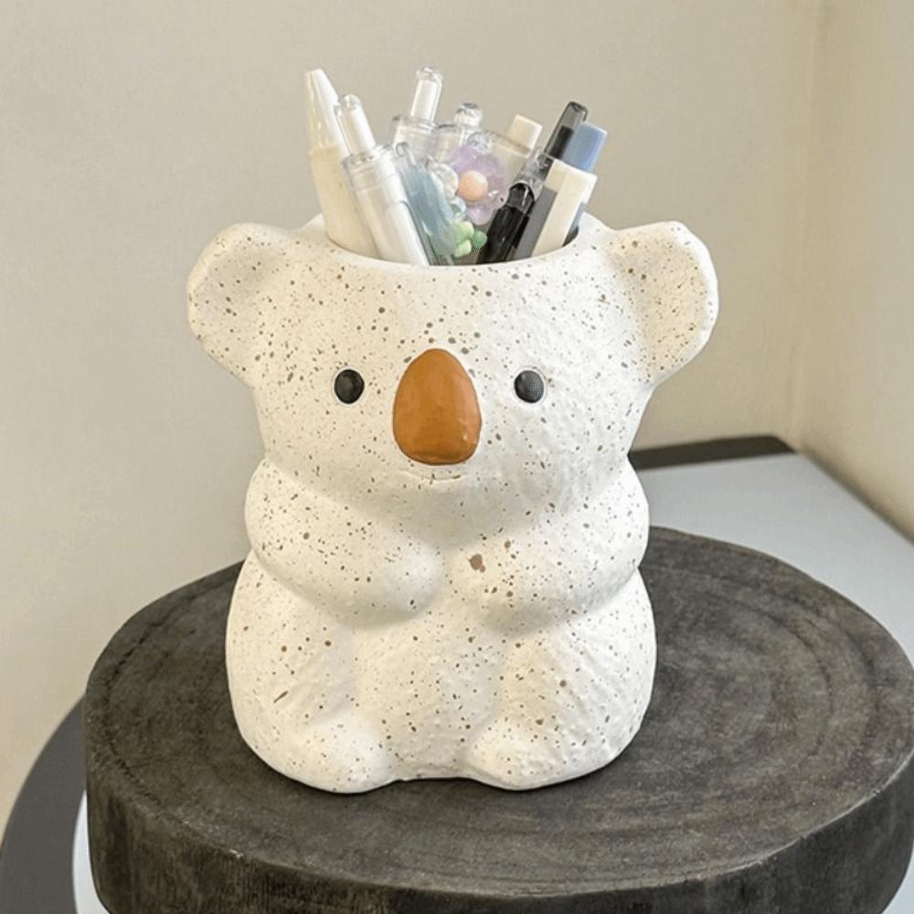Multi-function Koala Storage Box Plastic Makeup Brush Cylinder Koala Pen Holder  Stationery