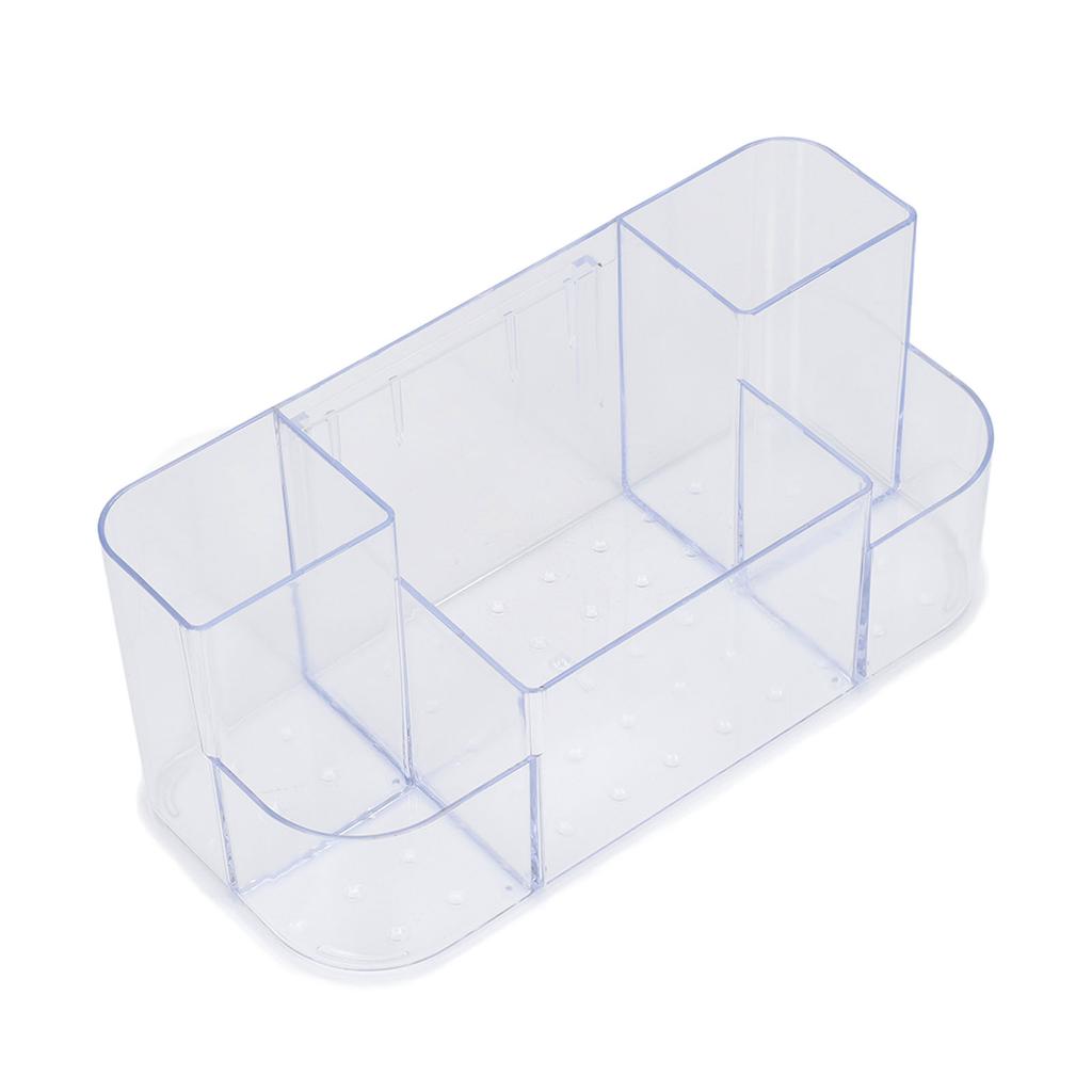 Clear Plastic Organizer Compartmental Transparent Punch Free Desktop Wall Mounted Storage Box for Office Home Bathroom Transparent White