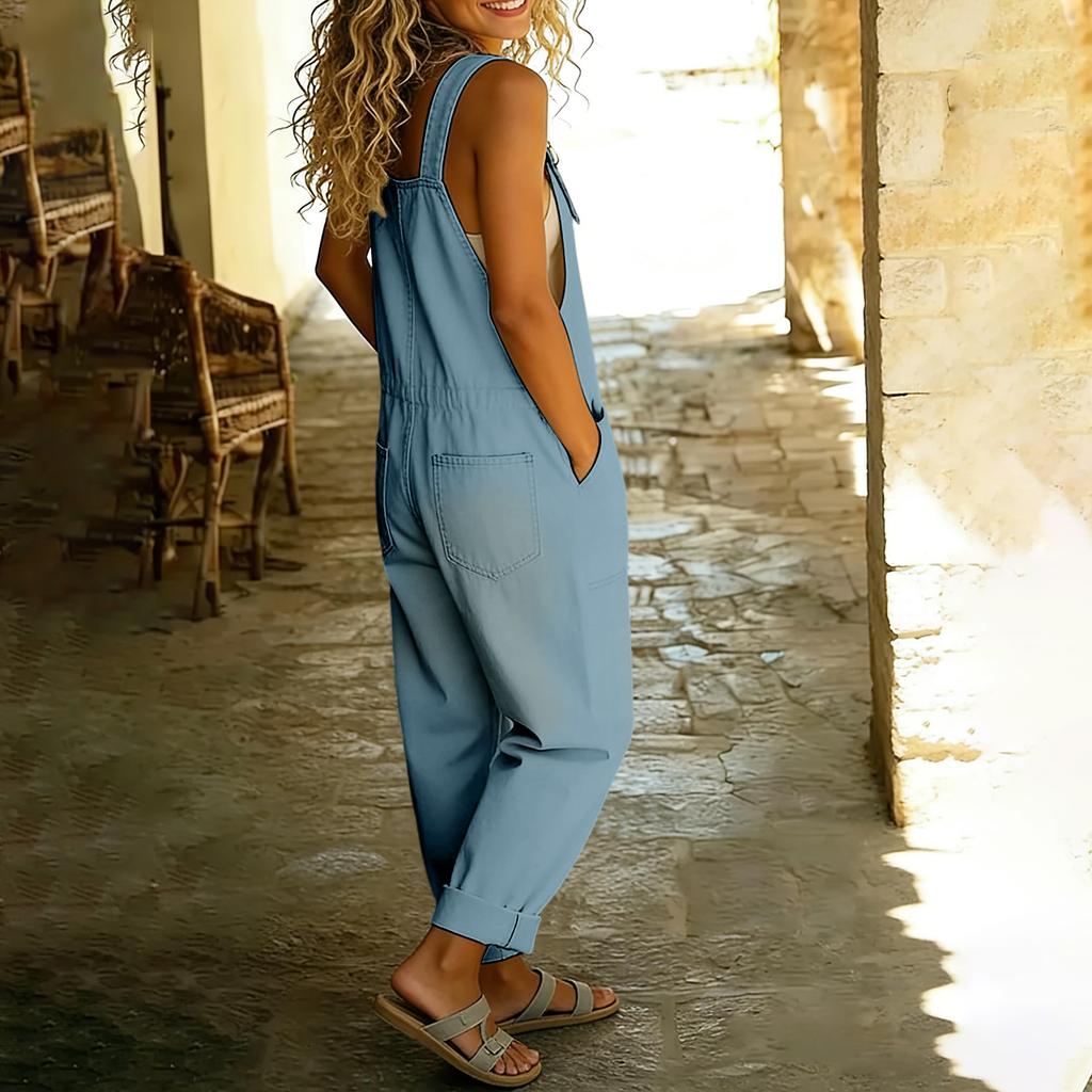 Dámský módní retro volný dámský ležérní džínový overal