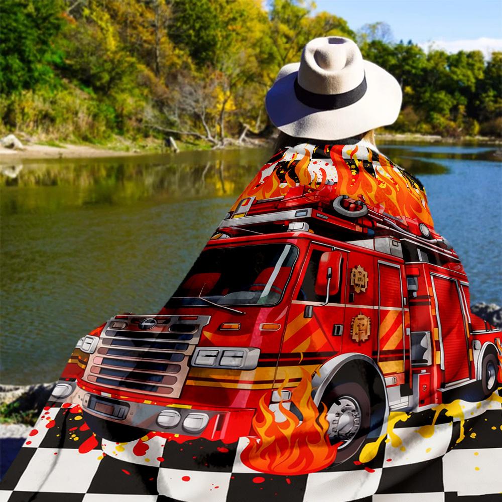 Firetruck Flames Outdoor Flannel Blankets, Travel, Home Blankets, Suitable for All Seasons,Christmas Gifts. R1127234