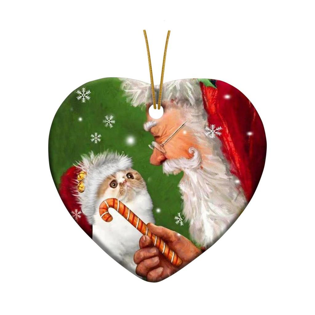 Joyful Acrylic Santa Claus And Cat Decorative Hanging Ornament For Christmas Cheer