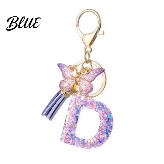 Comfortable To Carry Keychain Purple Series Pendant Sequins Star Initial Letter Charm Key