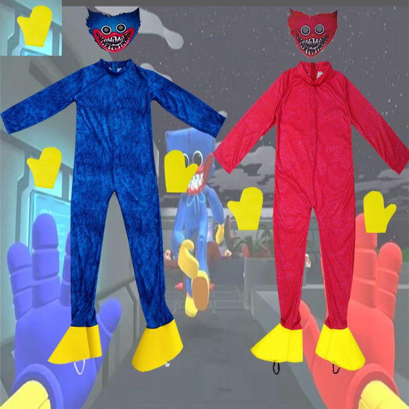 Kids Huggy Wuggy Poppy Playtime Cosplay Costume Bodysuit Jumpsuit Mask Gloves For Unisex