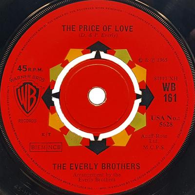 7inch Record EVERLY BROTHERS - The Price Of Love / It Only Costs A WB161 Warner Bros. Re 1965 UK Pop Used