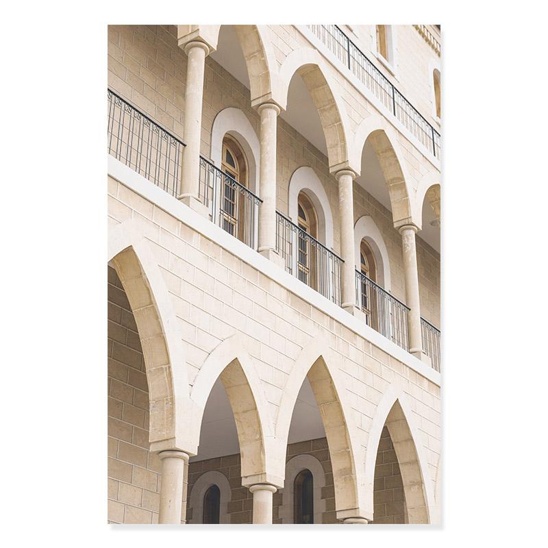 Beautiful Mosque White and Gold Arch Moroccan Islamic Posters Prints Canvas Painting Wall Art Picture for Living Room Home Decor