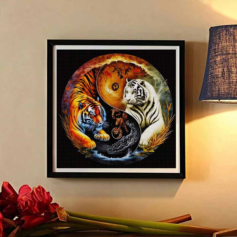 New Arrival 5D DIY Full Circle Diamond Painting "Tai Chi Tiger Picture" Embroidery Cross Stitch Home Decor Gift
