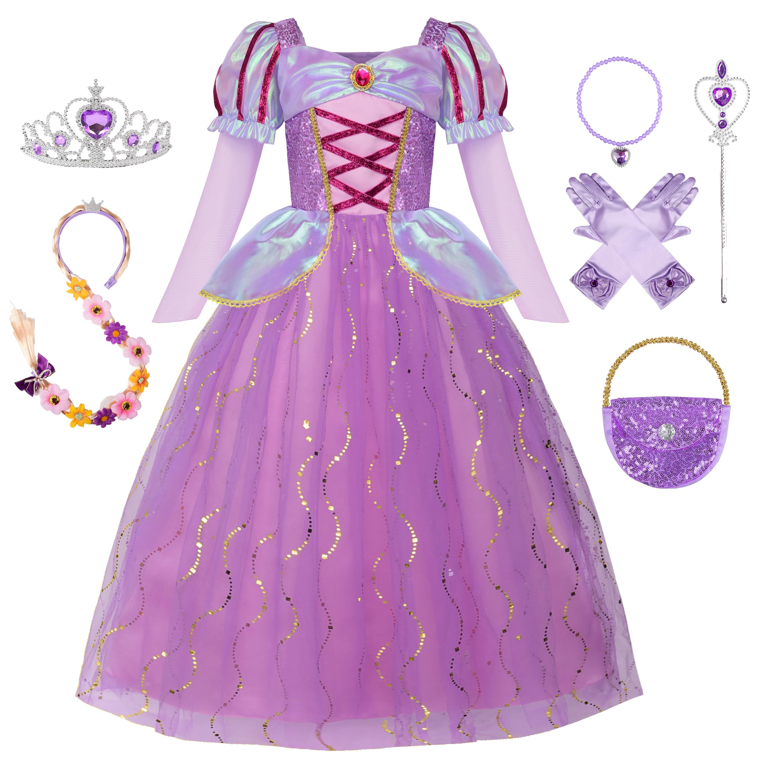 

ReliBeauty Princess Dress for Princess Halloween Kids Size 140 Girls, Cosplay, Costume, Costume, One-Piece Set, Purple, фиолетовый