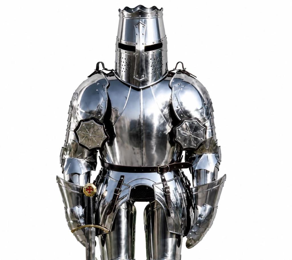 Costum complet de armură medievală pentru cavaler cruciat Set complet de armură din oțel Costum purtabil pentru LARP
