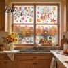 Thanksgiving Home Decor 6 Sheets Autumn Harvest Static Window Stickers Maple Leaves Scarecrows Bicycle Owl Transparent PVC Decals Decals Reusable