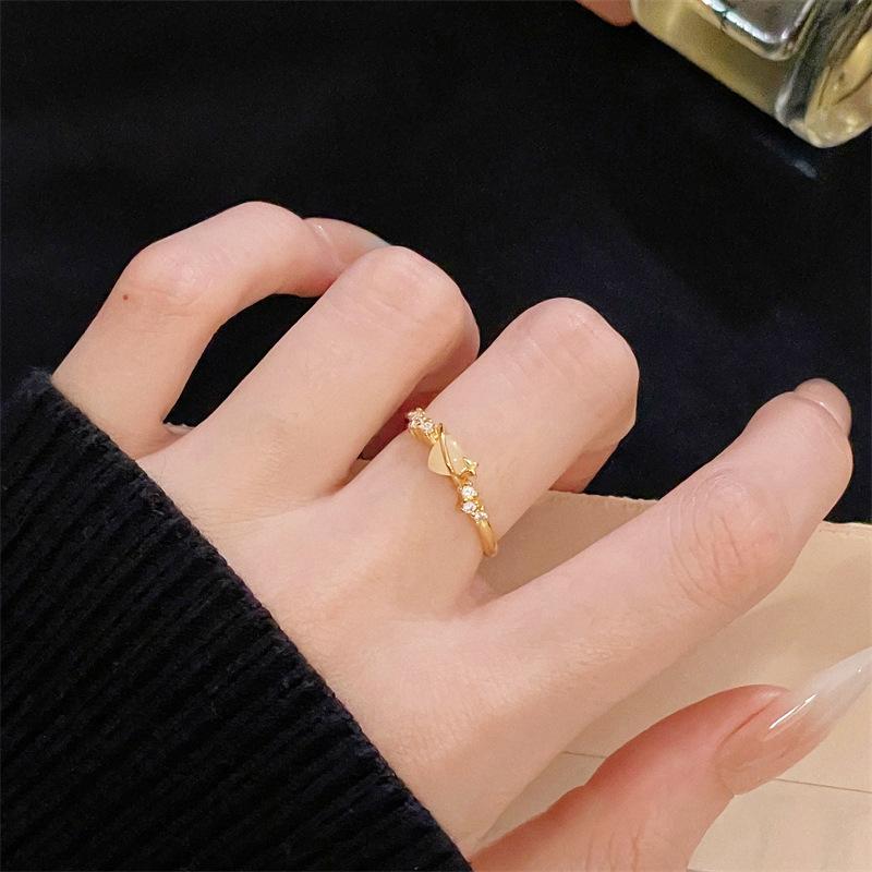 Золотисто-розовое кольцо-открывашка  Сокровище  Простое модное кольцо с овальным бриллиантом и цирконом для женщин Adjustable opening