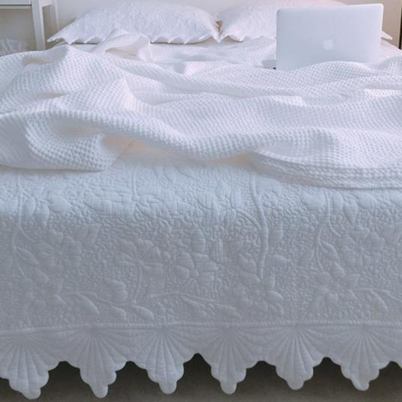 Korean Quilted Quilt Bed Cover Three-piece Set Double Cotton Washed Air-conditioning Quilt Pure Cotton Summer Cool Water Quilt Sheet