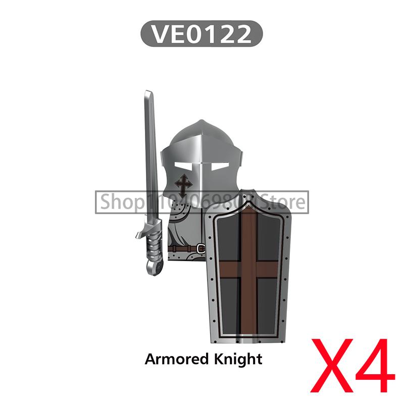 MOC Medieval Military Figures Building Blocks Castle Militia Soldier Dragon Gothic Knight Helmets Swords Shield Bricks Toys N06