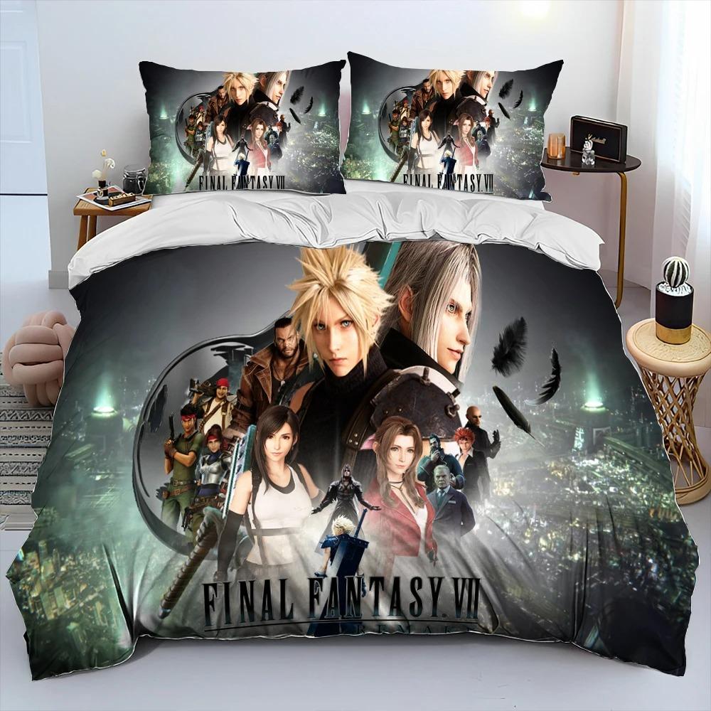 Final Fantasy Series Games Cartoon Comforter Bedding Set,Duvet Cover Bed Set Quilt Cover Pillowcase,king Queen Size Bedding Set Tool