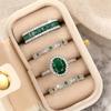 Huitan Royal Green Cubic Zirconia 4PCS Ring Set Wedding Trendy Party Wearable Jewelry Set Versatile Stackable with Gift BoxGood Product