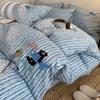 Ins Style Washed Linen Cotton Bedding Set Striped Embroidered Bed Sheet Duvet Cover 2026 Collection