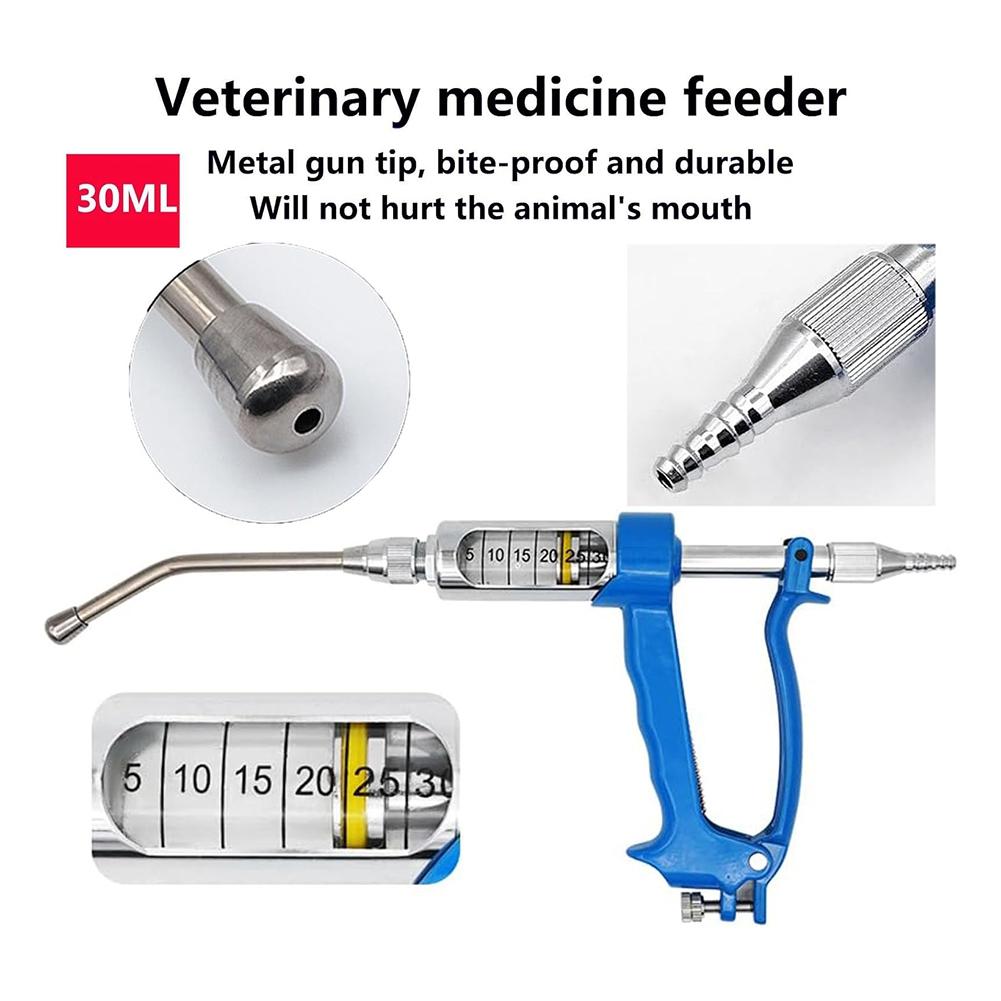 M-Modern-Veterinary Medicine Dispenser, Sheep Drench Gun Adjustable Veterinary Metal Feeding Gun Continuous Drench Gun