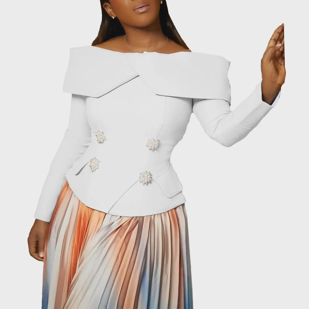 2024 Elegantes One-Shoulder-Top und langer Rock-Set: Europäischer und amerikanischer Modestil.