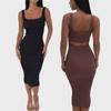 Rochie de damă sexy fără spate, cu gât pătrat, fără mâneci, tip maieu - ținută de seară
