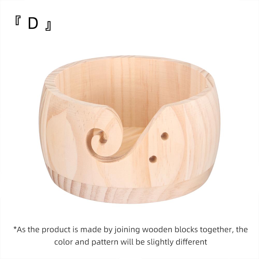

1pc Wooden Yarn Bowl Holder - Multicolor Craftwork Storage Organizer for Knitting & Crochet, Round Wool Basket with Swirl Cutout