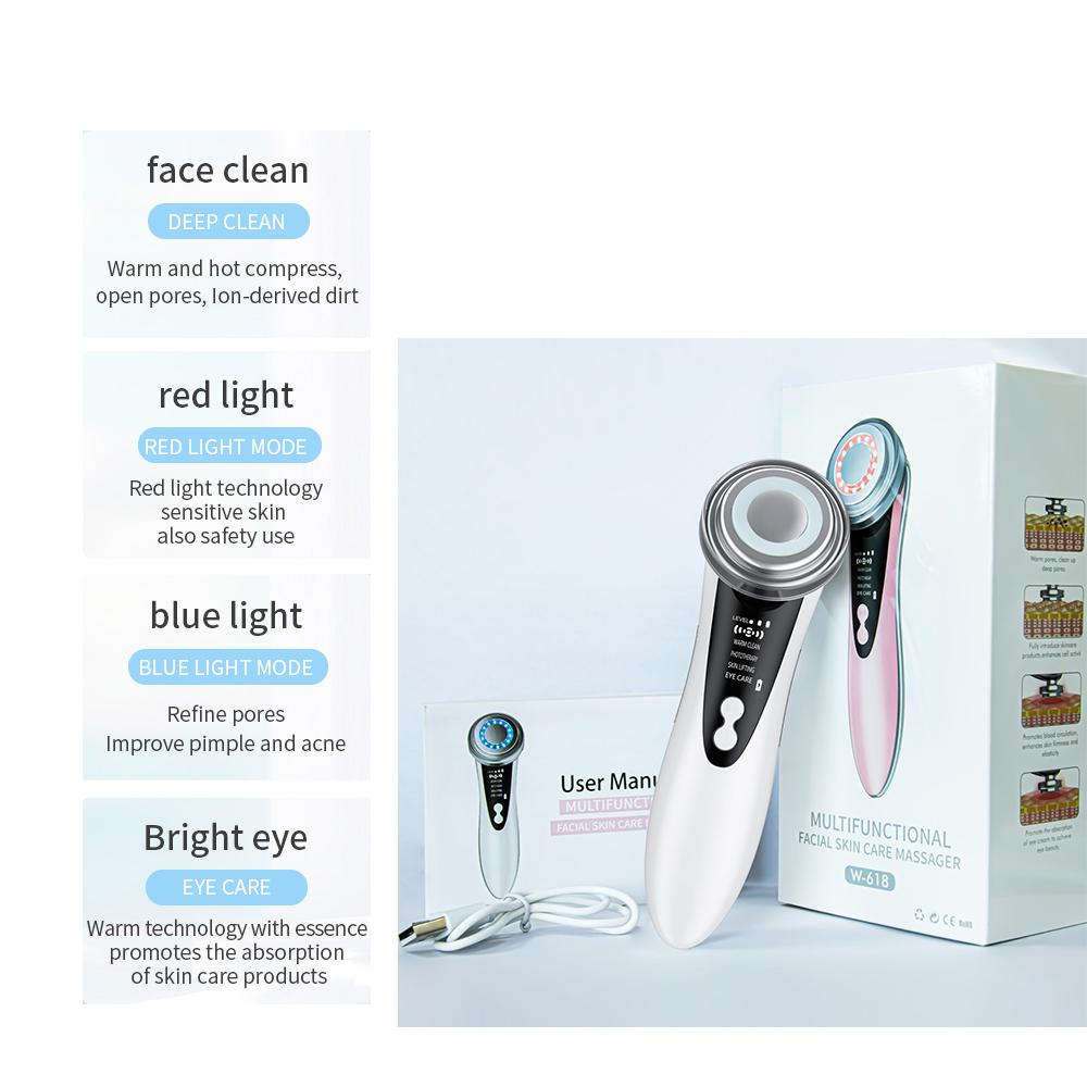 7 IN 1 Face Massager Red Light Therapy Skin Rejuvenation Microcurrent Face Lifting Device Korean Skin Care Blackheads Remover