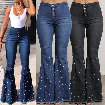 2022 New Women High Waist Flare Jeans Bell Bottom Jeans Wide Leg Pants Denim Skinny Jeans Plus Size