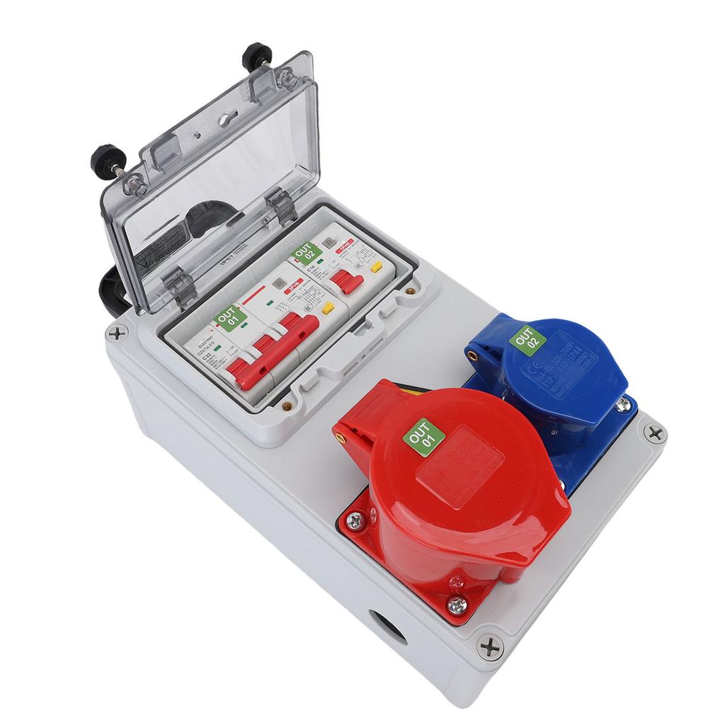 Handheld Industrial Socket Distribution Box 250x150x100mm Water Proof Portable Electrical Breaker Outlet Box for