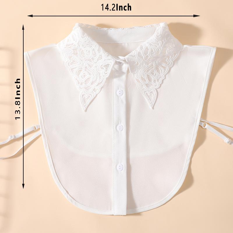 Women's Fashion Peach Heart Embroidered Collar, Professional Casual Versatile Decoration, Chiffon Fake Collar