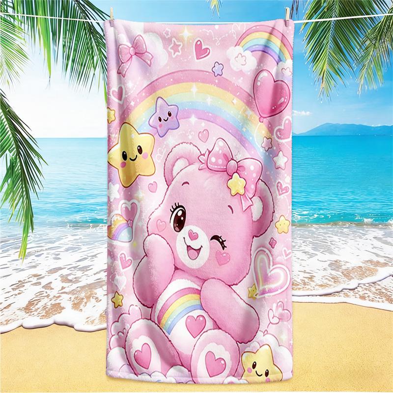 1pc Rainbow Heart Bear beach towel,quick drying absorbent beach towel,outdoor sports swimming beach towel,Soft and comfortable Y73035