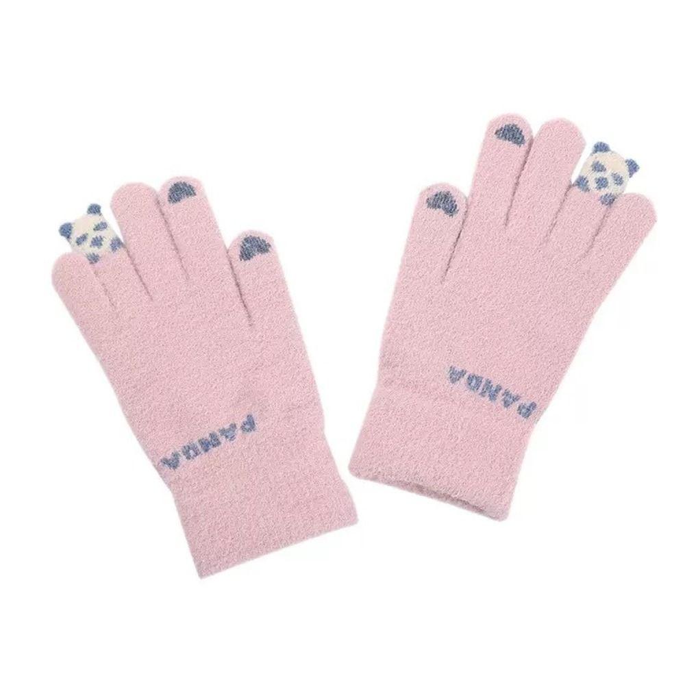 Knit Fabric Crystal Fleece Knitted Gloves One Size Thick Warm Gloves For Students