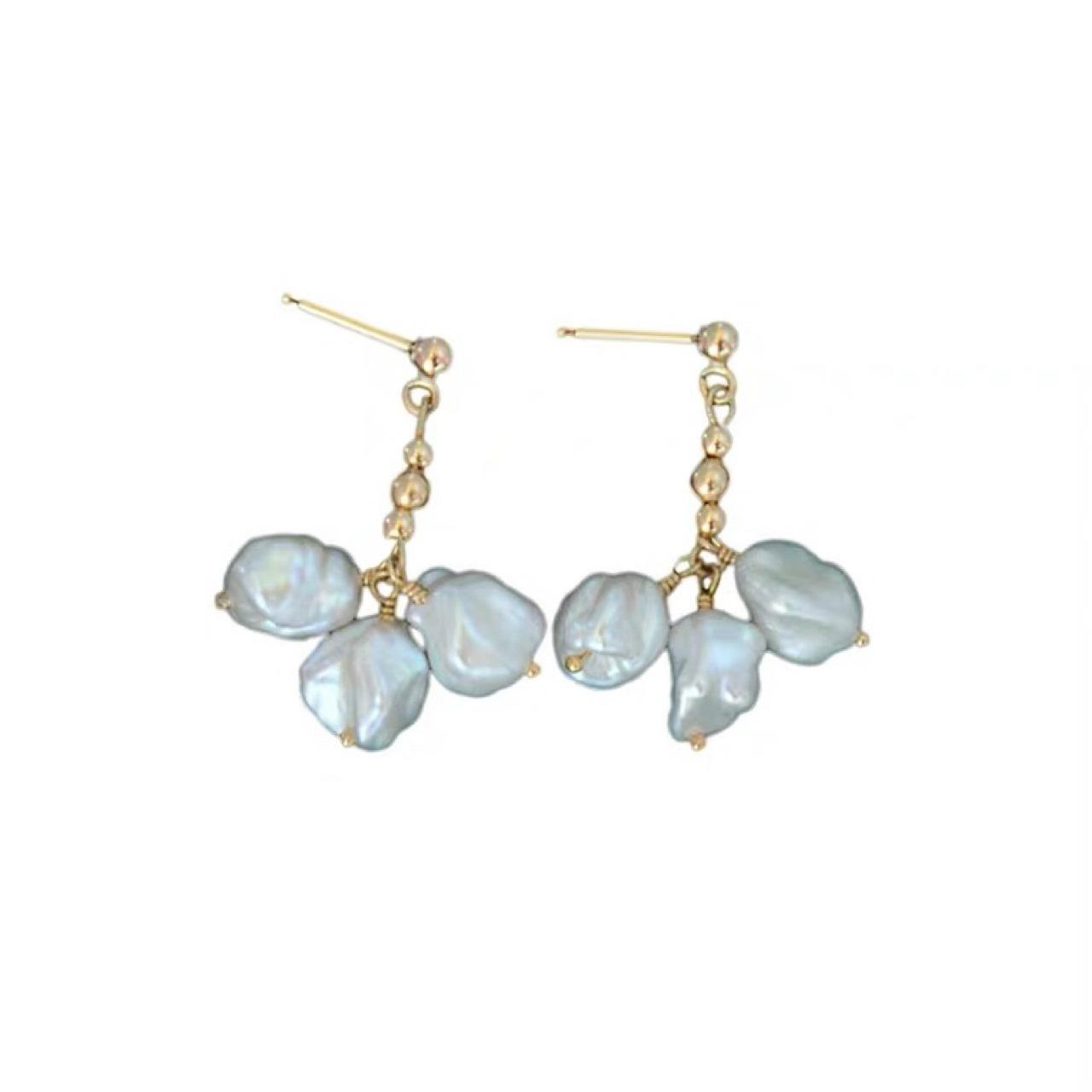 

Зеркальные серьги в форме Авроры с жемчугом в стиле барокко, ретро, ​​супер бессмертные, французские, новые персонализированные женские серьги из золота 14 карат, упаковка 6mm-7mm