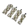 4Pcs Golf Club Head Cover PU Thick Plush Wear Resistant Golf Putter Cover with Number Board Camouflage Green