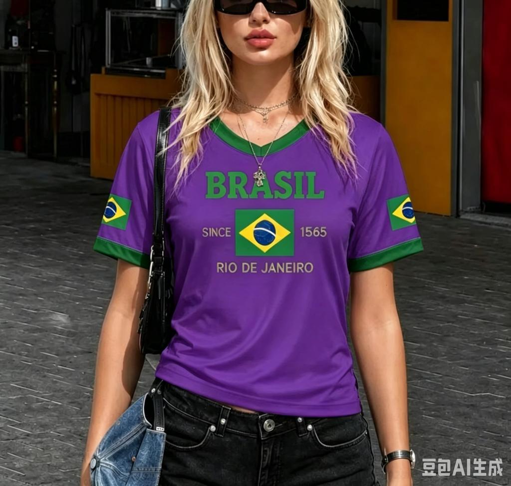 Summer Women Brazil Style Flag Soccer Jersey 3D Printed Short Sleeve T-Shirts Sport Apparel Gift for Brasil Fans Women T-Shirt