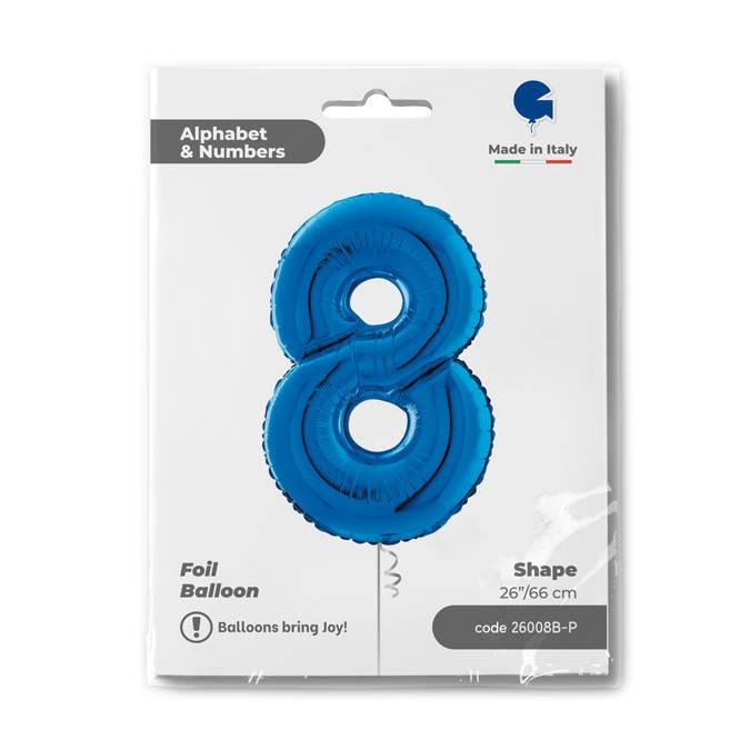 Blue Foil Balloon Number 8, 66 Cm Grabo