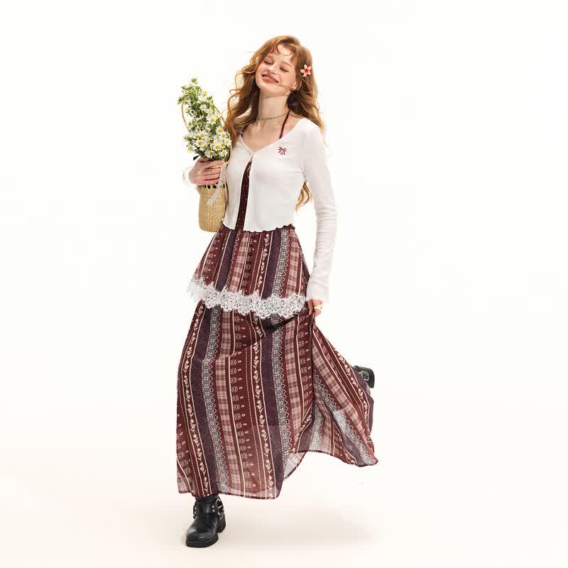 unifree Bohemian Color-block Sling Dress