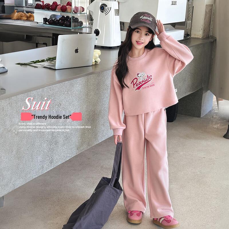 Snoopy Girls  Casual Sweatshirt & Wide-Leg Pants Set 160