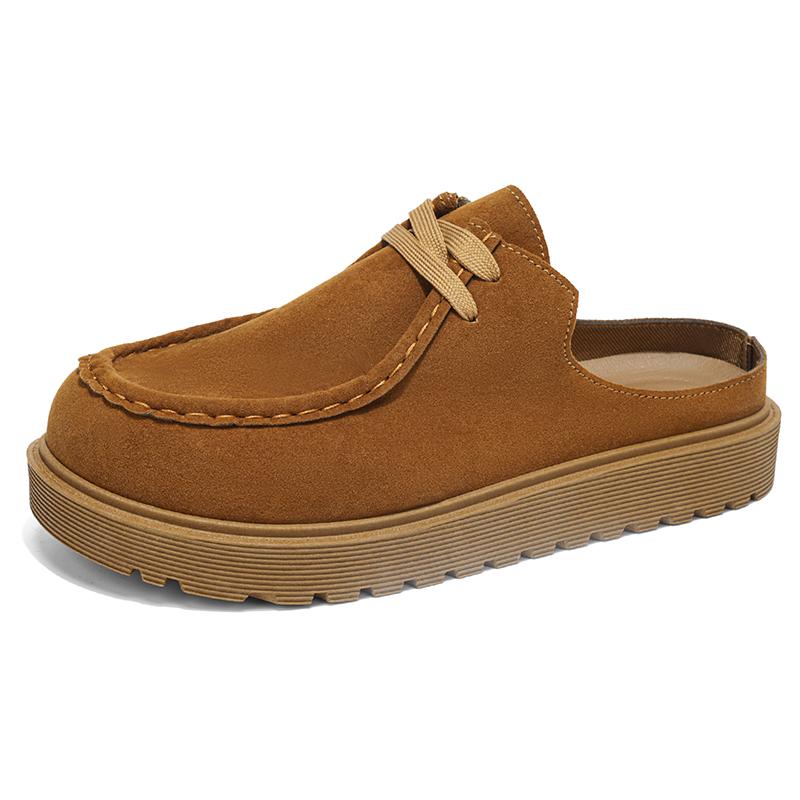 Platform Half Shoes Mules for Men Closed Toe Slip On Flat Sneakers Slides Sandals Summer Open Back Casual Shoes Loafers Slippers