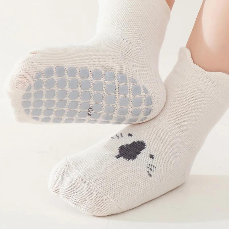 3/5 Pairs Baby Adorable Animals Pattern Non Slip Floor Socks, Breathable Casual Socks for Boys and Girls Kids Indoor Activities