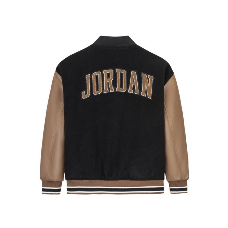 Jordan Cotton Jacket Fashion Simple Baseball Collar Drop Shoulder Color Block Long Sleeve Kids Jackets Dark-Brown JD2442029GS-001