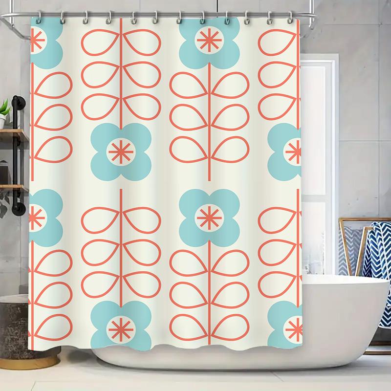 

Vintage Farmhouse Bathroom Decor Rustic Wooden Hut Shower Curtain Set For Home Decoration In Blue Green Color W60H190(CM)-1 Pcs